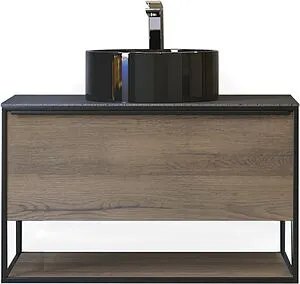 Тумба-умывальник подвесная Jorno Steal 90 древесный аттик/чёрный матовый Ste.01.90/P/Da+0025403 Тумба-умывальник подвесная Jorno Steal 90 древесный аттик/чёрный матовый Ste.01.90/P/Da+0025403, 1