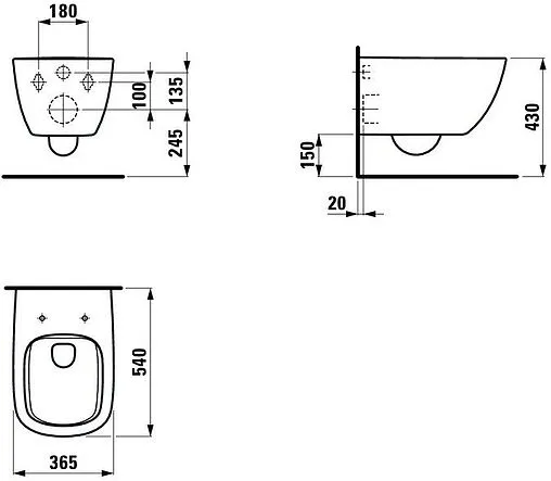 Унитаз подвесной безободковый Laufen Palomba Rimless белый 8.2080.2.000.000.1
