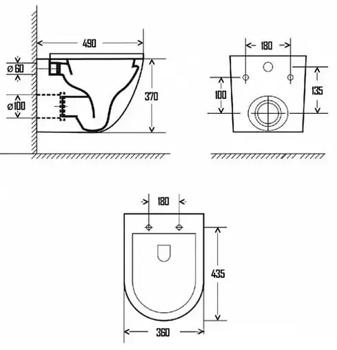 Комплект 5 в 1 AQUAme AQM42002CR с кнопкой хром глянцевый