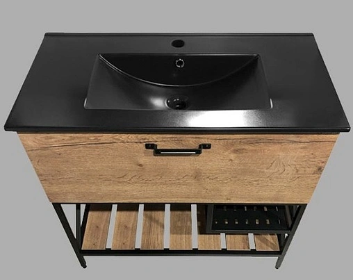 Тумба-умывальник напольная Comforty Бредфорд 90 дуб тёмный/чёрный 00004148003CF