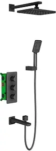 Душевая система с термостатом для ванны Timo Petruma чёрный матовый SX-5149/03SM Душевая система с термостатом для ванны Timo Petruma чёрный матовый SX-5149/03SM, 1