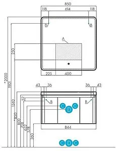 Зеркало с подсветкой Aquaton Шерилл 85 с подогревом 1A210302SH010, 2