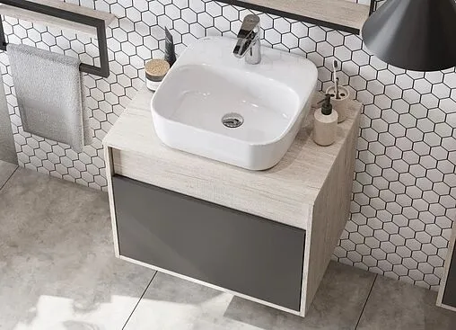 Тумба-умывальник подвесная Aquaton Лофт Урбан 65 графит/орегон 1A2540K4LQX60