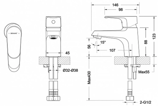Смеситель для раковины Bravat Alfa хром F1120178CP