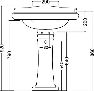 Раковина Kerasan Retro 73 белый 104701*1 Раковина Kerasan Retro 73 белый 104701*1, 3