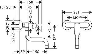 Смеситель для кухни настенный Hansgrohe Logis M31 1jet хром 71836000, 2