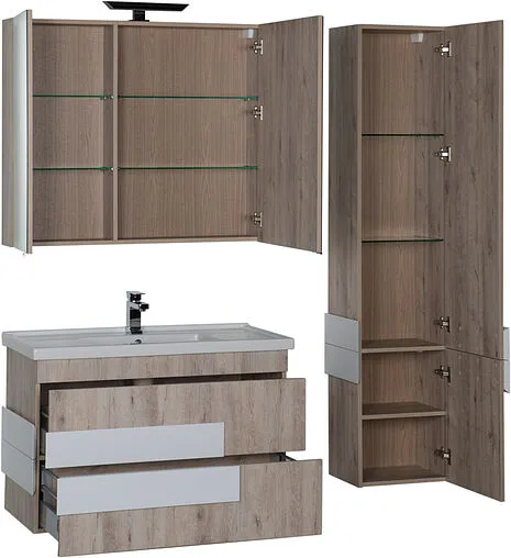 Шкаф-зеркало Aquanet Мадейра 100 R дуб кантри/белый 00183067