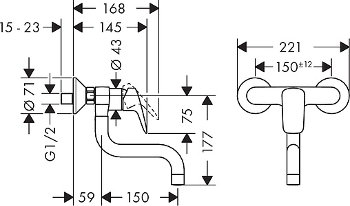 Смеситель для кухни настенный Hansgrohe Logis M31 1jet хром 71836000