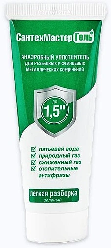 Гель анаэробный до 1½&quot; 60г зеленый СантехМастер Гель 04015