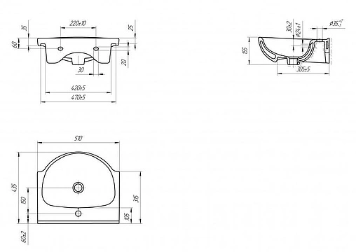 Раковина Cersanit Nati 50 белый S-UM-NAT50/1-w