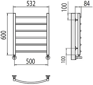Полотенцесушитель водяной лесенка Terminus Классик П6 500х600 полированная сталь 4670078530226, 2