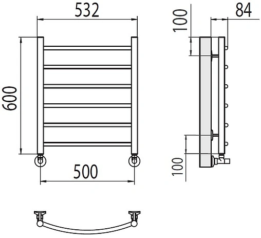 Полотенцесушитель водяной лесенка Terminus Классик П6 500х600 полированная сталь 4670078530226