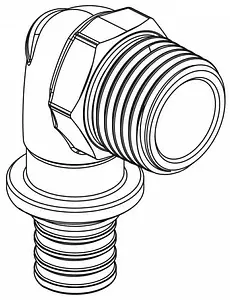 Уголок аксиальный переходной 16мм x ½"н Rehau Rautitan RX+ 14563471001 Уголок аксиальный переходной 16мм x ½"н Rehau Rautitan RX+ 14563471001, 2
