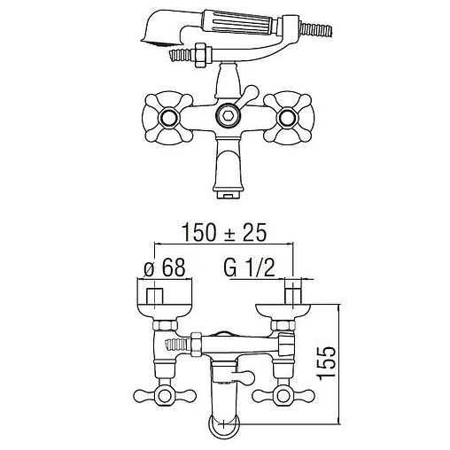Смеситель для ванны Nobili Grazia хром/белый GRC5001CR