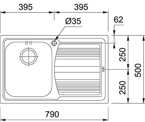 Мойка кухонная Franke Logica Line LLL 611 L декор нержавеющая сталь 101.0086.232