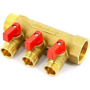 Коллектор запорный проходной 3 отвода 1"в/н x ½"к Tiemme NINO 1820005 Коллектор запорный проходной 3 отвода 1"в/н x ½"к Tiemme NINO 1820005, 2