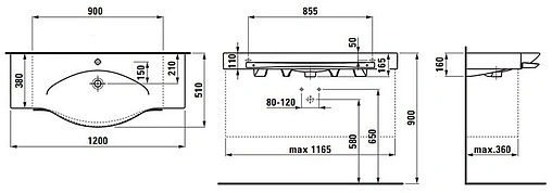 Раковина Laufen Palace 120 белый 8.1270.4.000.104.1