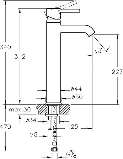 Смеситель для раковины VitrA Minimax S хром A41990EXP Смеситель для раковины VitrA Minimax S хром A41990EXP