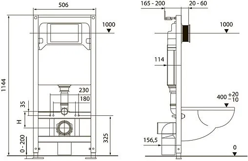 Инсталляция для подвесного унитаза Set 4 в 1 TECEspring R S401101 с кнопкой хром глянцевый