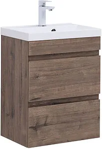 Тумба-умывальник подвесная Aquanet Нота New 50 дуб веллингтон/табак 00334190+00284237 Тумба-умывальник подвесная Aquanet Нота New 50 дуб веллингтон/табак 00334190+00284237, 1