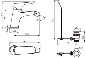Смеситель для биде Damixa Jupiter чёрный матовый 770240300 Смеситель для биде Damixa Jupiter чёрный матовый 770240300, 2