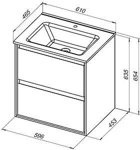 Тумба-умывальник подвесная Aquanet Милан 60 дуб рустикальный 00336377+00254363, 2