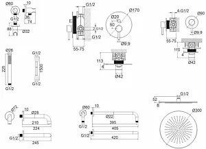 Душевая система со смесителем для ванны WHITECROSS Y chrome хром YSET07CR, 2