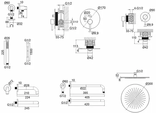 Душевая система со смесителем для ванны WHITECROSS Y chrome хром YSET07CR