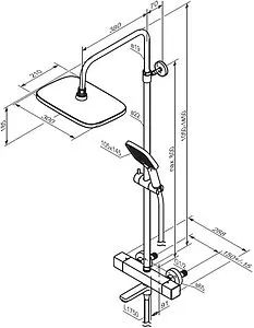 Душевая система с термостатом для ванны Damixa Gala хром 953810000 Душевая система с термостатом для ванны Damixa Gala хром 953810000, 2