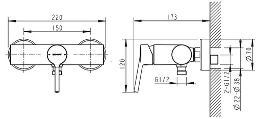 Смеситель для душа Bravat Palace хром F9172217CP-01-RUS