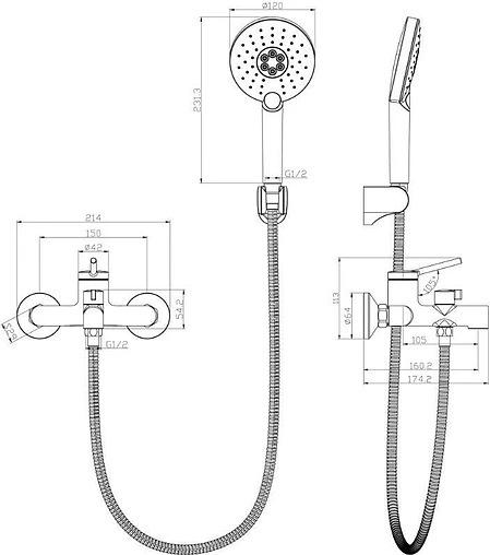 Смеситель для ванны Lemark Minima хром LM3814C