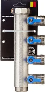 Коллектор запорный проходной 4 отвода синий 1"в/н x ¾"ек Henco VB060504-BLAUW Коллектор запорный проходной 4 отвода синий 1"в/н x ¾"ек Henco VB060504-BLAUW, 5