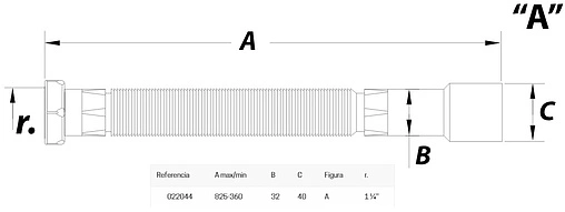 Слив гофрированный JIMTEN A-104 1¼x32/40мм L=360-825мм 022044 Слив гофрированный JIMTEN A-104 1¼x32/40мм L=360-825мм 022044