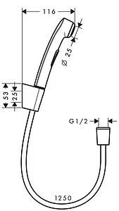 Гигиенический душ с держателем Hansgrohe полированный чёрный хром 32129330, 2