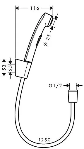 Гигиенический душ с держателем Hansgrohe полированный чёрный хром 32129330