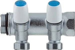 Коллектор регулирующий проходной 2 отвода 1"в/н x ¾"ек Tiemme MAXIMA 1860024 Коллектор регулирующий проходной 2 отвода 1"в/н x ¾"ек Tiemme MAXIMA 1860024, 3