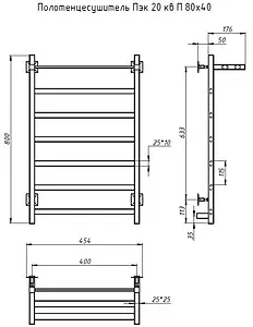 Полотенцесушитель электрический лесенка Тругор Пэк 20 кв П 80х40 полированная сталь Полотенцесушитель электрический лесенка Тругор Пэк 20 кв П 80х40 полированная сталь, 2