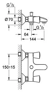 Смеситель для ванны Grohe Costa S хром 25483001 Смеситель для ванны Grohe Costa S хром 25483001, 2