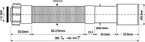 Слив гофрированный Mc Alpine 1¼x40/50мм L=265-450мм MRMF5-045