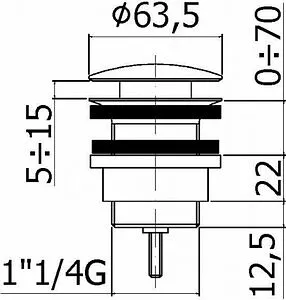 Выпуск автоматический для раковины с переливом Cezares чёрный матовый CZR-SAT10-NOP Выпуск автоматический для раковины с переливом Cezares чёрный матовый CZR-SAT10-NOP, 2