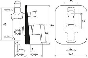 Смеситель для ванны скрытого монтажа Ravak 10° Free чёрный матовый X070156, 2
