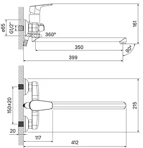 Смеситель для ванны с длинным изливом IDDIS Zodiac хром ZODSBL2i10, 2