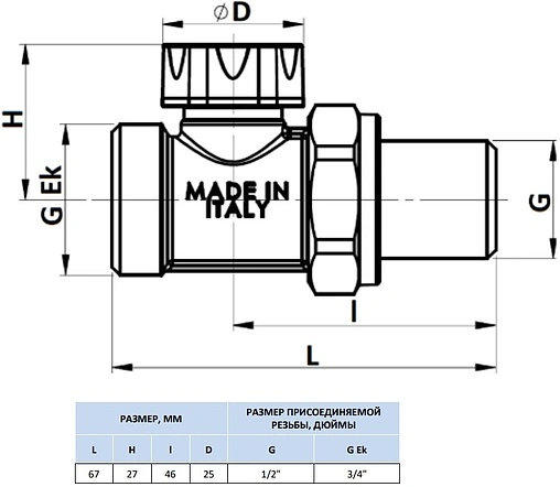 Вентиль запорный прямой ¾&quot;ек x ½&quot;н Stout SVL-1196-000015