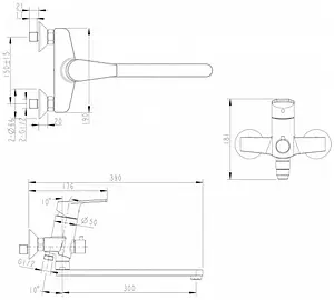 Смеситель для ванны с длинным изливом Bravat Line хром F65299C-LB-RUS, 2