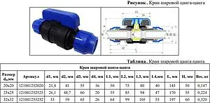 Кран шаровый для пнд трубы 25мм x 25мм Valfex 121001232525, 2
