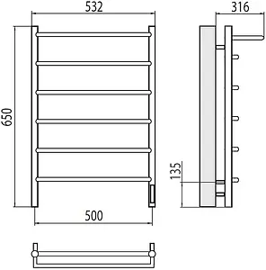Полотенцесушитель электрический лесенка Terminus Полка Электро П6 500х650 quick touch полированная сталь 4670078531438, 2