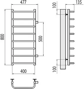 Полотенцесушитель водяной лесенка Terminus Стандарт П8 400х800 бп500 полированная сталь 4670078530356, 2