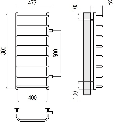 Полотенцесушитель водяной лесенка Terminus Стандарт П8 400х800 бп500 полированная сталь 4670078530356