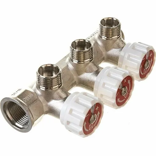 Коллектор регулирующий проходной 3 отвода ¾&quot;в/н x ½&quot;к Valtec VTc.570.N.0503