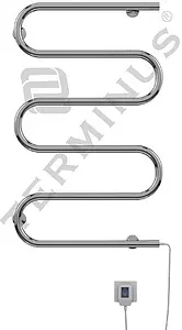 Полотенцесушитель электрический Ш-образный Terminus Электро 25 ПСЭ Ш 600х800 полированная сталь 4620768883972, 1